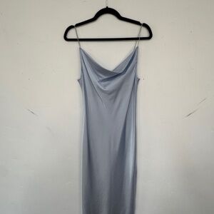 AOTC Light Blue Midi Slip Dress with side slit